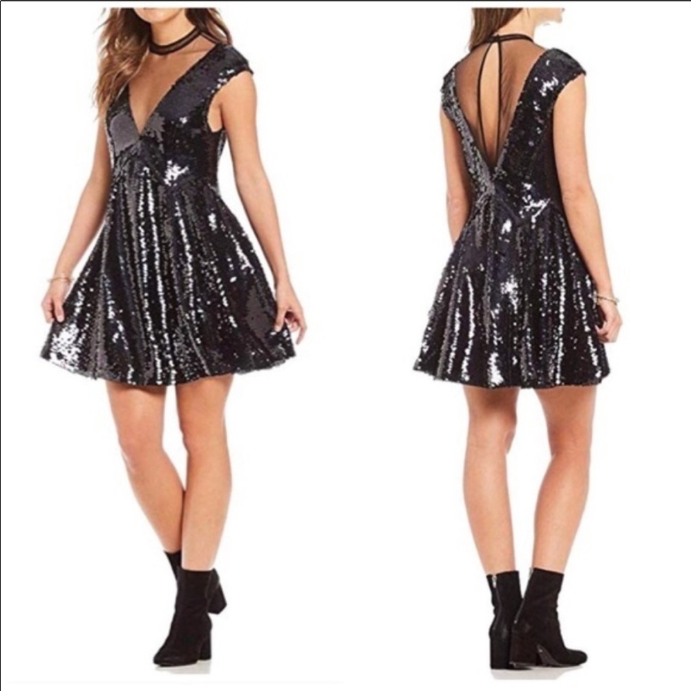 Free People Dance Till Dawn Sequin Mesh Dress